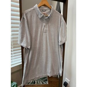 Faherty‎ Brand Men's Sz XL Striped Polo Shirt Short Sleeve Casual Top Gray White